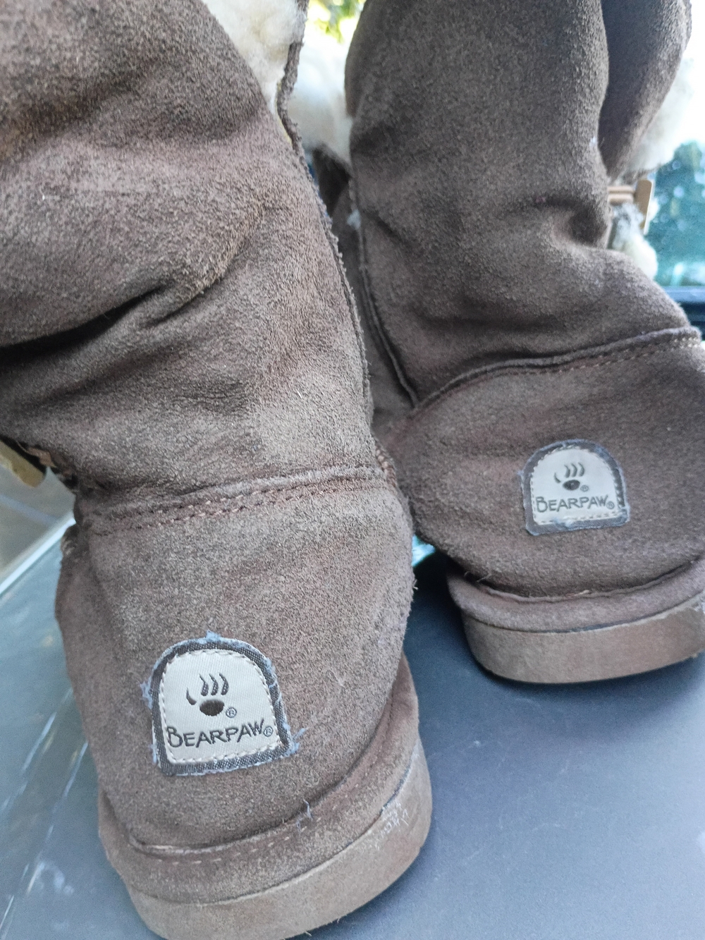 BearPaw Brown Suede Shearling Lined Moccasin Boots